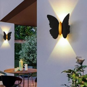 aplica-de-perete-in-forma-de-flu Aplica Exterior In Forma De Fluture, Negru, 6W Elit's