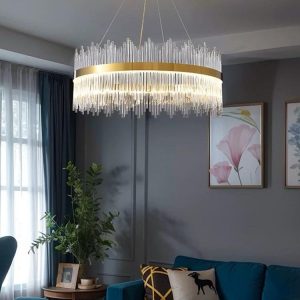c1bc07bc-2edb-491e-87a0-27e60864 Candelabru Textura Cristal, Metal, 96W, Auriu Elit's