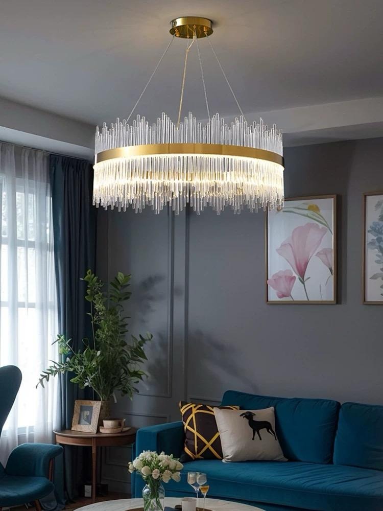 c1bc07bc-2edb-491e-87a0-27e60864 Candelabru Textura Cristal, Metal, 96W, Auriu Elit's
