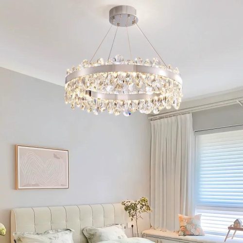 Candelabru Textura Cristal, Metal, 150W, Argintiu