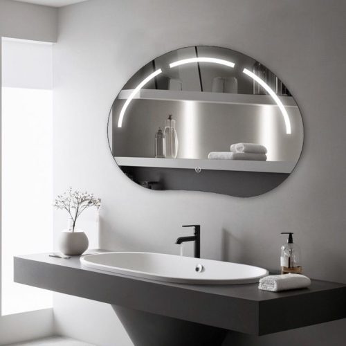 Oglinda LED 80x60 cm,Touch Control & Design Premium, Lumina Calda, Rece si Neutra Elit's