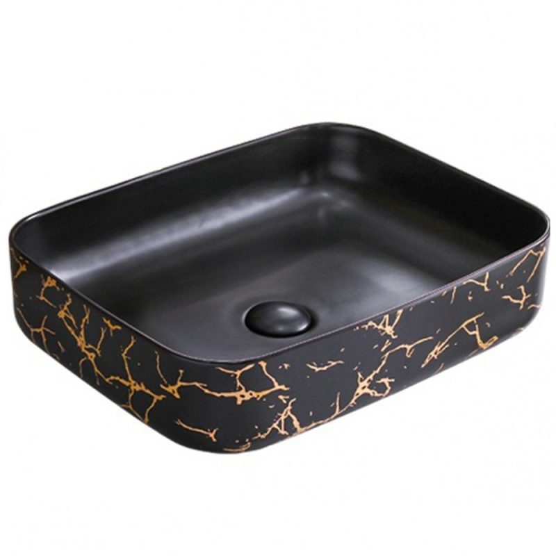 esn731-1000x1000h Lavoar Ceramic Premium, Dreptunghiular Gold -Negru,50x40cm Elit's