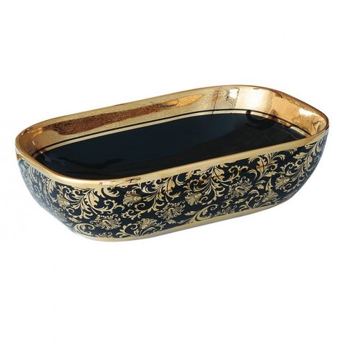 Lavoar Ceramic Premium, Oval Gold -Negru,46cm Elit's