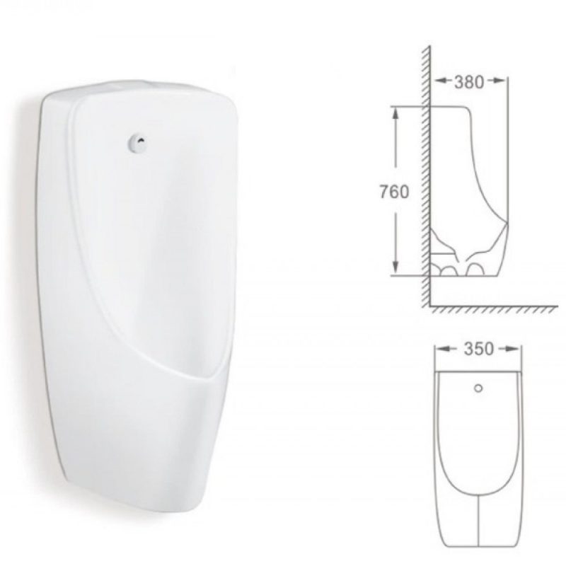 235-1000x1000h Pisoar Suspendat cu Senzor, din Ceramică, Alb – 350×380×760 mm