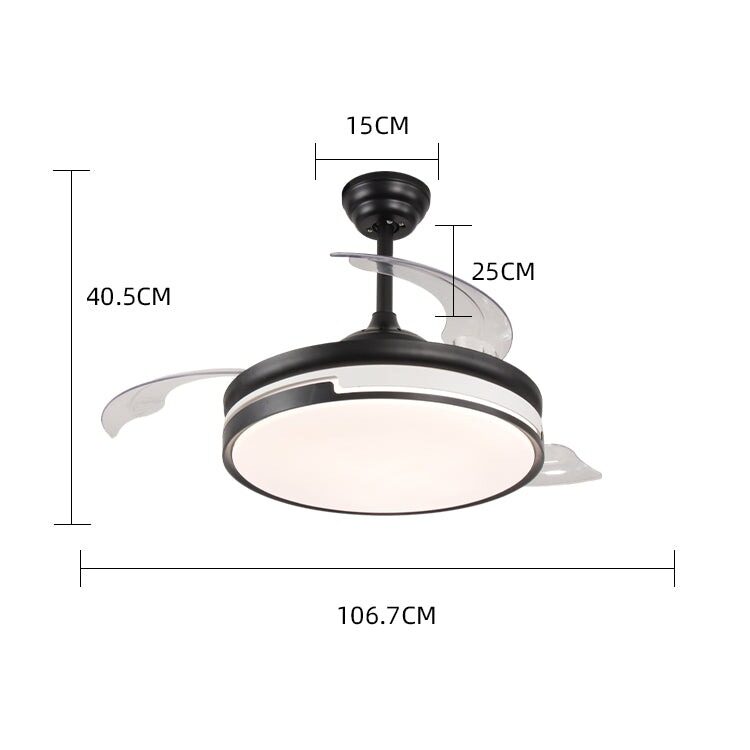 410-4 Lustră LED cu Ventilator Retractabil, 3 Tonuri de Lumină, Motor Cupru, Temporizare și Telecomandă, Negru Elit's
