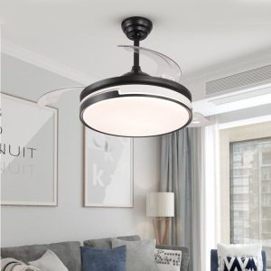 410-6 Lustră LED cu Ventilator Retractabil, 3 Tonuri de Lumină, Motor Cupru, Temporizare și Telecomandă, Negru Elit's