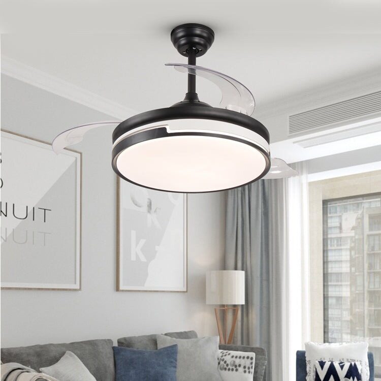 410-6 Lustră LED cu Ventilator Retractabil, 3 Tonuri de Lumină, Motor Cupru, Temporizare și Telecomandă, Negru Elit's