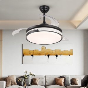 410-7 Lustră LED cu Ventilator Retractabil, 3 Tonuri de Lumină, Motor Cupru, Temporizare și Telecomandă, Negru Elit's