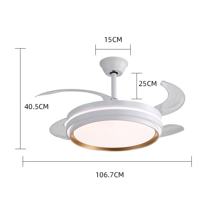 417-1 Lustră LED cu Ventilator Retractabil, 3 Tonuri de Lumină, Motor Cupru, Temporizare și Telecomandă, Alb Elit's