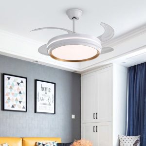 417-3 Lustră LED cu Ventilator Retractabil, 3 Tonuri de Lumină, Motor Cupru, Temporizare și Telecomandă, Alb Elit's