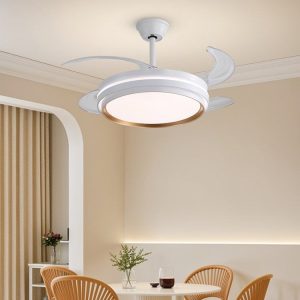 417 Lustră LED cu Ventilator Retractabil, 3 Tonuri de Lumină, Motor Cupru, Temporizare și Telecomandă, Alb Elit's