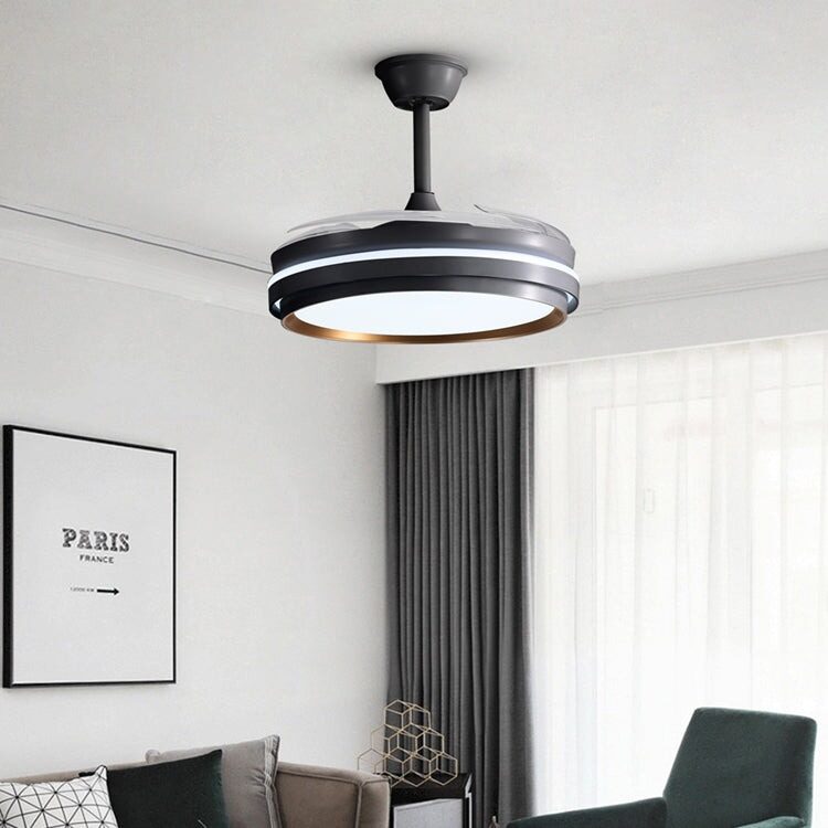 417-5 Lustră cu Ventilator LED Retractabil, Negru Elit's