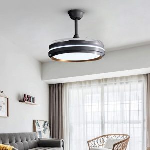 417-6 Lustră cu Ventilator LED Retractabil, Negru Elit's