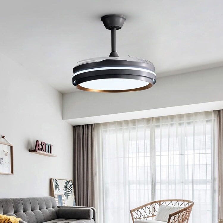 417-6 Lustră cu Ventilator LED Retractabil, Negru Elit's