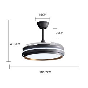 417-7 Lustră cu Ventilator LED Retractabil, Negru Elit's