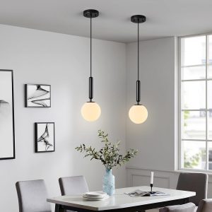 Pendul cu Abajur, 1 X E27, Inaltime Reglabila, Negru Elit's