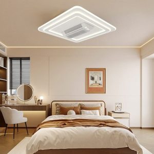 Lustra LED cu ventilator, Design Patrat, 6 Trepte de Viteza Elit's
