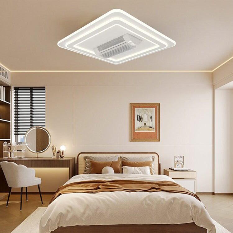 Lustra LED cu ventilator, Design Patrat, 6 Trepte de Viteza Elit's