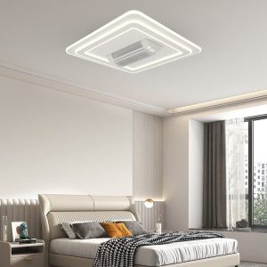 Lustra LED cu ventilator, Design Patrat, 6 Trepte de Viteza Elit's