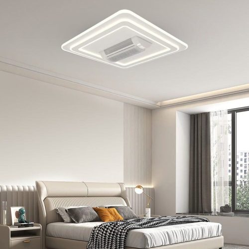 Lustra LED cu ventilator, Design Patrat, 6 Trepte de Viteza Elit's
