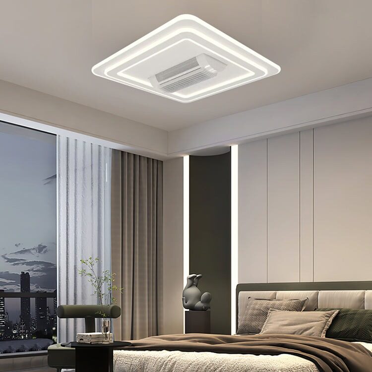 Lustra LED cu ventilator, Design Patrat, 6 Trepte de Viteza Elit's