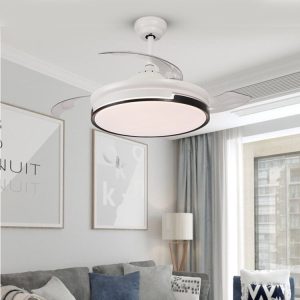 Ventilator Plafon LED cu Lumină în 3 Tonuri, Motor Cupru, Temporizare și Telecomandă, Alb+Negru Elit's