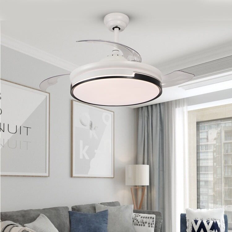 Ventilator Plafon LED cu Lumină în 3 Tonuri, Motor Cupru, Temporizare și Telecomandă, Alb+Negru Elit's