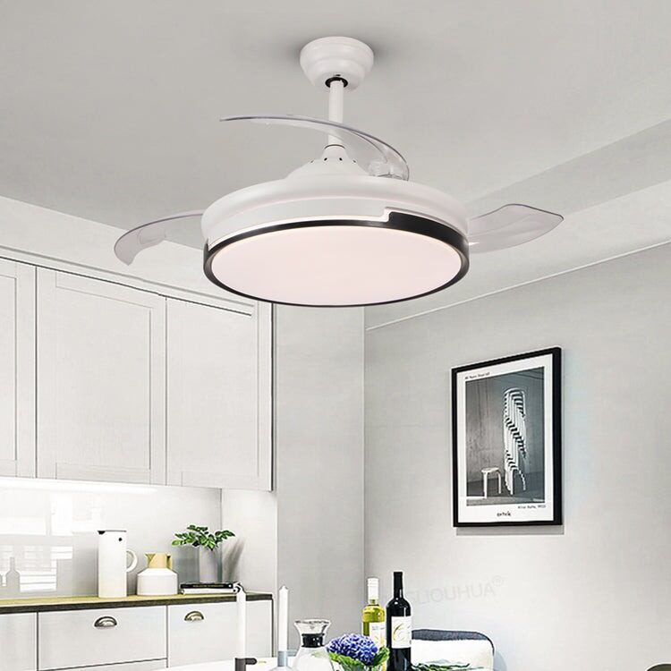 Ventilator Plafon LED cu Lumină în 3 Tonuri, Motor Cupru, Temporizare și Telecomandă, Alb+Negru Elit's