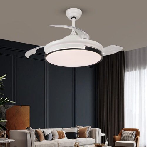 Ventilator Plafon LED cu Lumină în 3 Tonuri, Motor Cupru, Temporizare și Telecomandă, Alb+Negru Elit's
