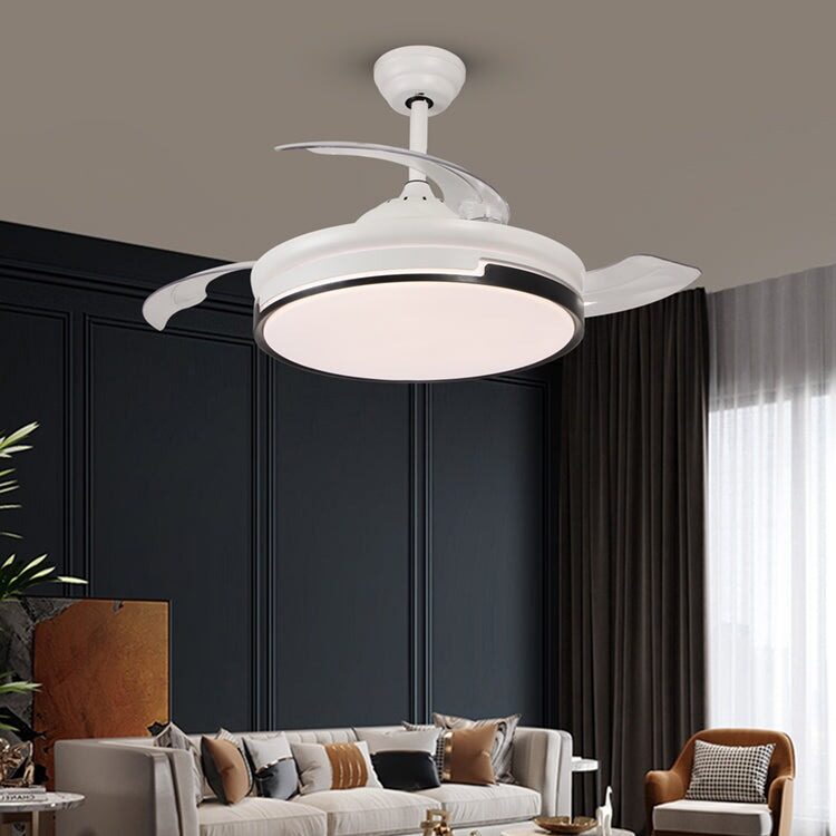 Ventilator Plafon LED cu Lumină în 3 Tonuri, Motor Cupru, Temporizare și Telecomandă, Alb+Negru Elit's