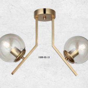 Lustră Gold cu Două Globuri Fumurii, 2 Dulii E27 Elit's