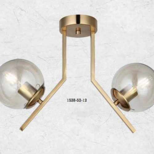 Lustră Gold cu Două Globuri Fumurii, 2 Dulii E27 Elit's