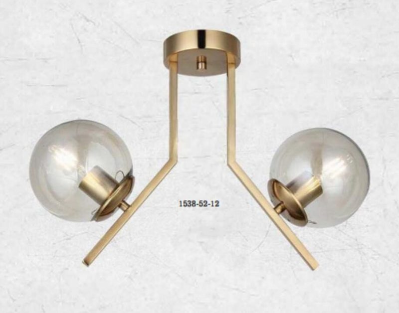 Lustră Gold cu Două Globuri Fumurii, 2 Dulii E27 Elit's