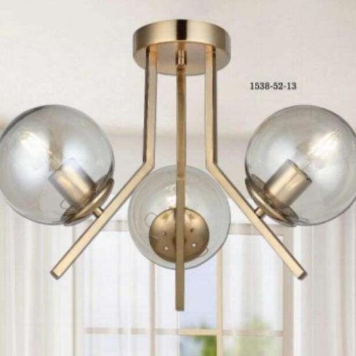 Lustră Gold Cu Trei Globuri Fumurii, 3 Dulii E27 Elit's
