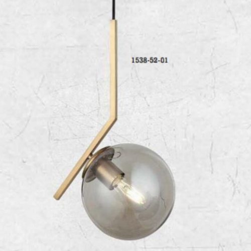 Pendul Gold cu Un Glob Fumuriu, Dulie E27 Elit's