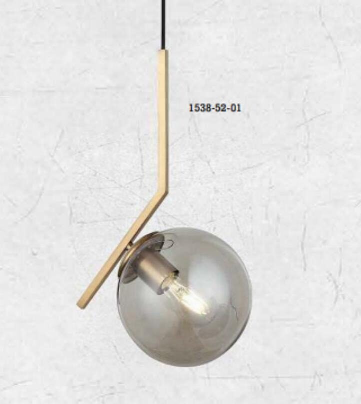 Pendul Gold cu Un Glob Fumuriu, Dulie E27 Elit's