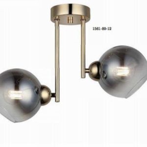 Lustră Gold cu Două Globuri Fumurii, 2 Dulii E27 Elit's