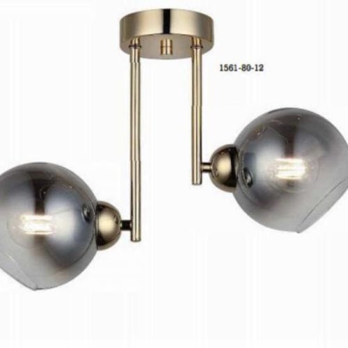 Lustră Gold cu Două Globuri Fumurii, 2 Dulii E27 Elit's