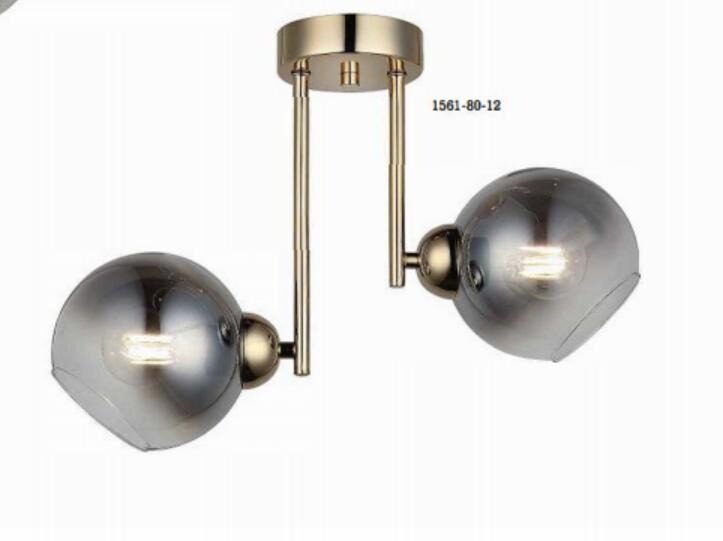 Lustră Gold cu Două Globuri Fumurii, 2 Dulii E27 Elit's