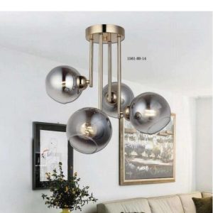 Lustră Gold cu Patru Globuri Fumurii, 4 Dulii E27 Elit's