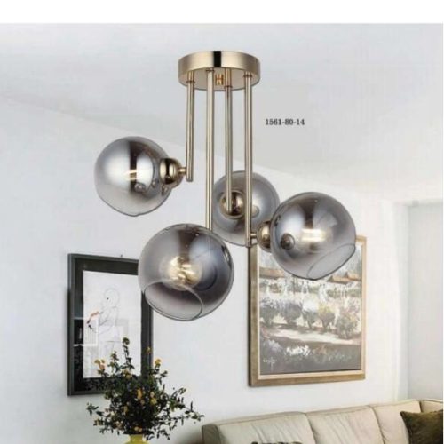 Lustră Gold cu Patru Globuri Fumurii, 4 Dulii E27 Elit's