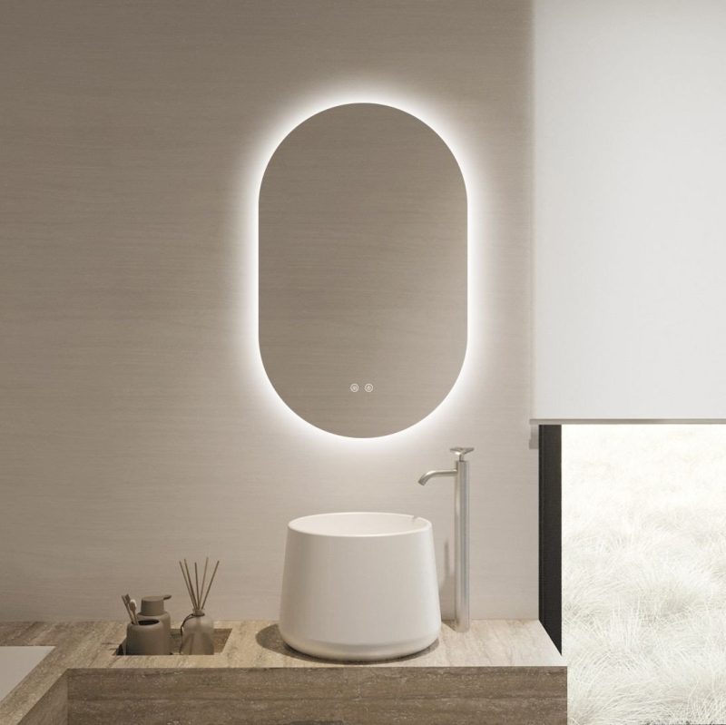 Oglindă Baie LED cu Senzor Touch, Lumina Rece, Caldă și Neutră, 50x100cm Elit's