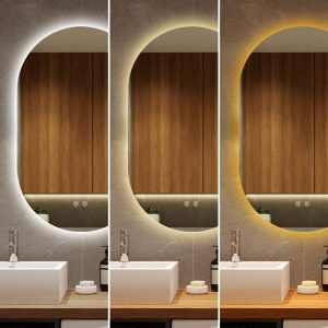 Oglindă Baie LED cu Senzor Touch, Lumina Rece, Caldă și Neutră, 50x100cm Elit's