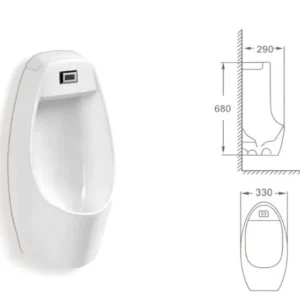 Pisoar Suspendat cu Senzor, din Ceramică, Alb –Elit's 330×290×680 mm