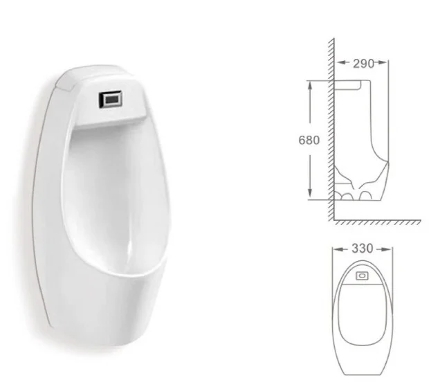 Pisoar Suspendat cu Senzor, din Ceramică, Alb –Elit's 330×290×680 mm