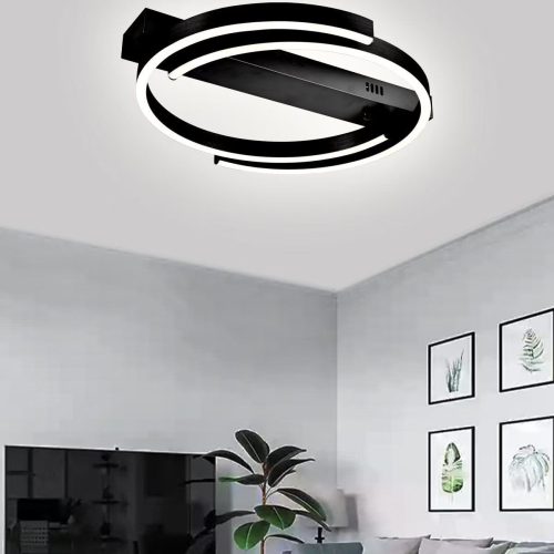 Lustră LED cu Telecomandă,Putere 76W, Negru, Eleganță Modernă și Iluminare Inteligentă Elit's