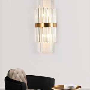Aplică Aurie cu Cristale –Elit's 2 Fasunguri E14, Design Elegant din Metal și Cristal, 36×20×10 cm