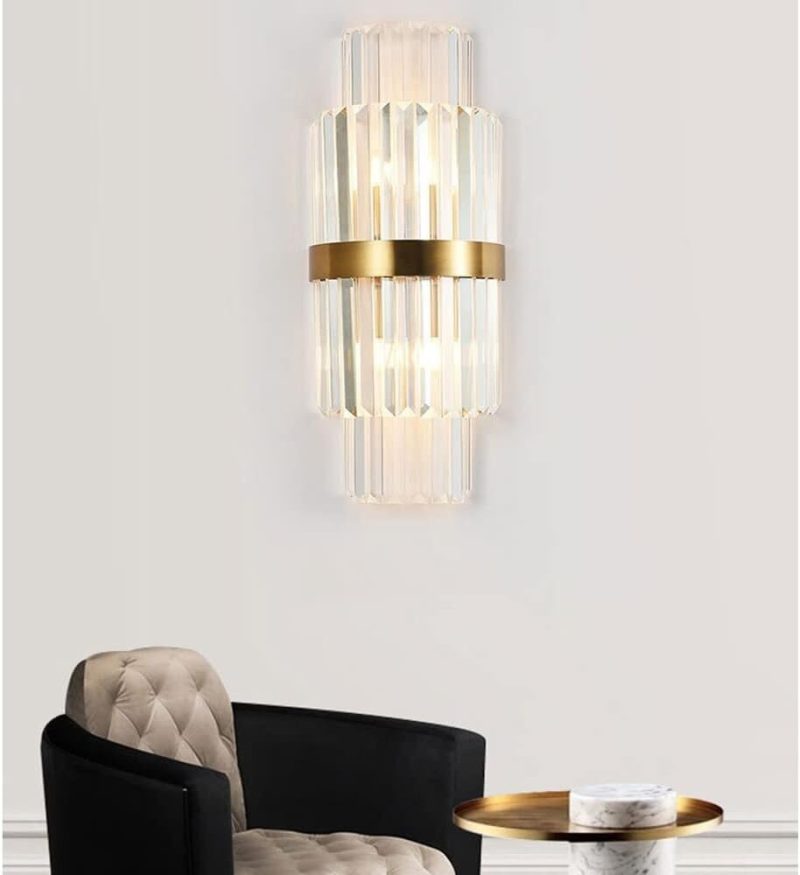 Aplică Aurie cu Cristale –Elit's 2 Fasunguri E14, Design Elegant din Metal și Cristal, 36×20×10 cm