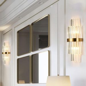 Aplică Aurie cu Cristale –Elit's 2 Fasunguri E14, Design Elegant din Metal și Cristal, 36×20×10 cm