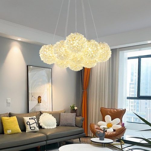 Lustră Suspendată cu 9 Abajururi –Elit's Design Auriu Elegant, Fasung G9, Înălțime Reglabilă, Ø45 cm